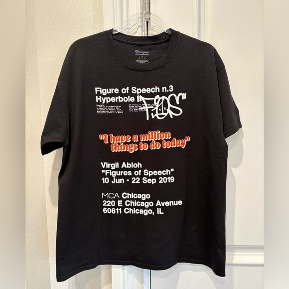 Off White and Champiom museum of Chicago Black Graphic T-Shirt